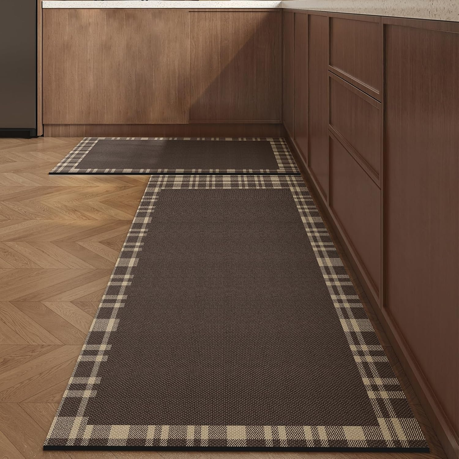 Taoluwin Kitchen Rugs Set, 2Pcs Diatom Mud Kitchen Mats, Super Absorbent Kitchen Runner Rug, anti Slip Kitchen Floor Mats for Front of Sink, Laundry Room, Hallway, 40X60 Cm+40X120 Cm (Welcome)