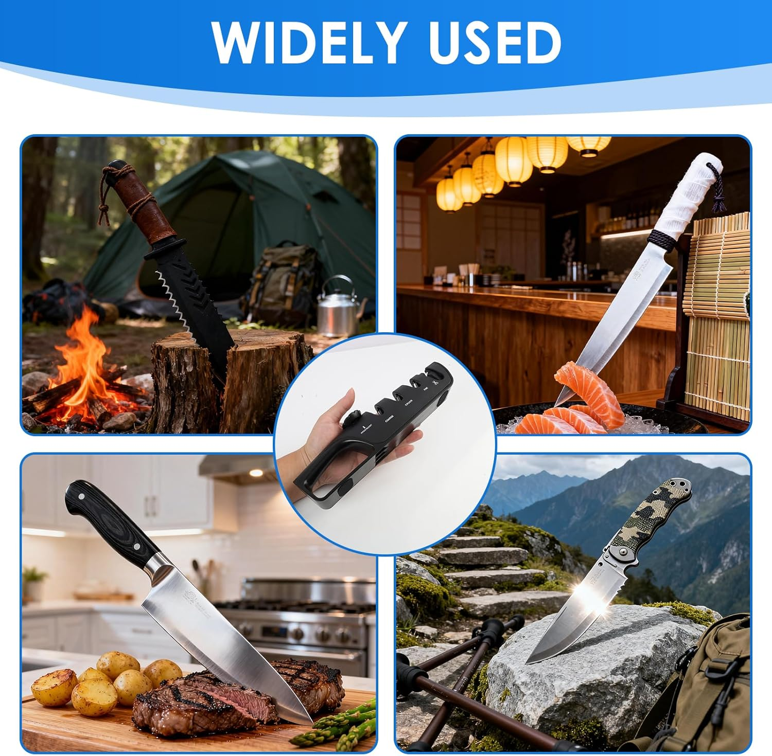 Professional 4-Stage Knife Sharpener with Adjustable Angle Knob - Japanese Multifunctional Device for Kitchen Knives and Scissors, Effortless Sharpening and Polishing Kitchen Sharpeners image number 6