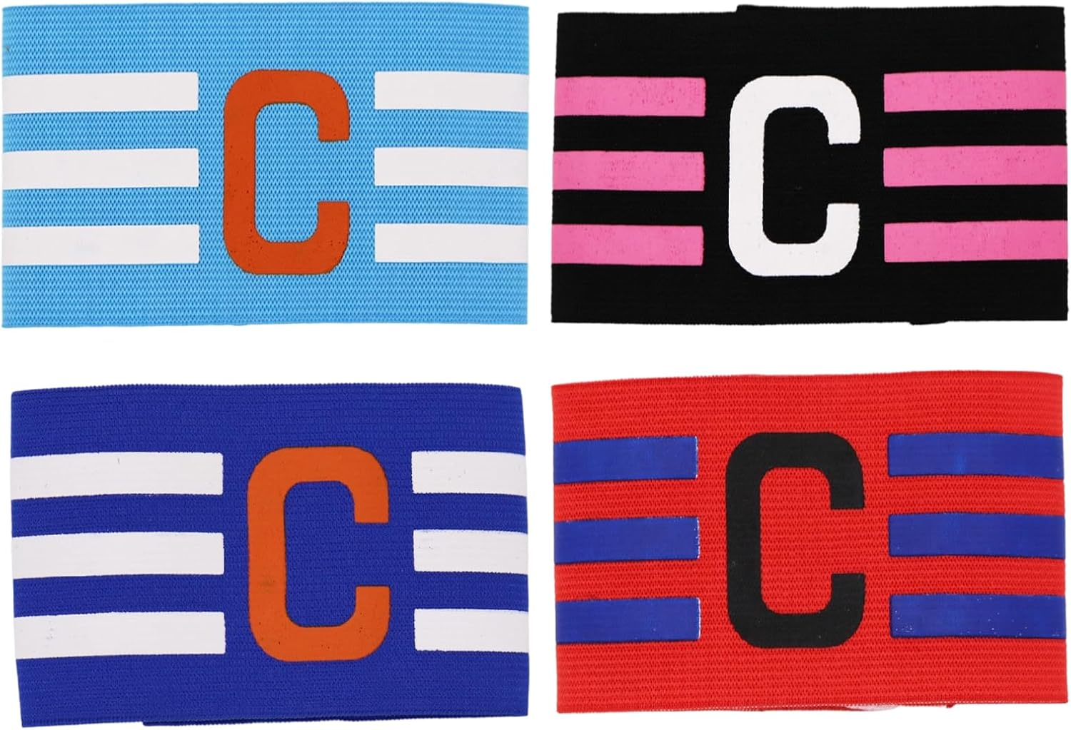 4 Pack Soccer Captain Armband，Adjustable Football Captain Bands for Adults & Kids，Durable Soccer Captain Adjustable Armband image number 1