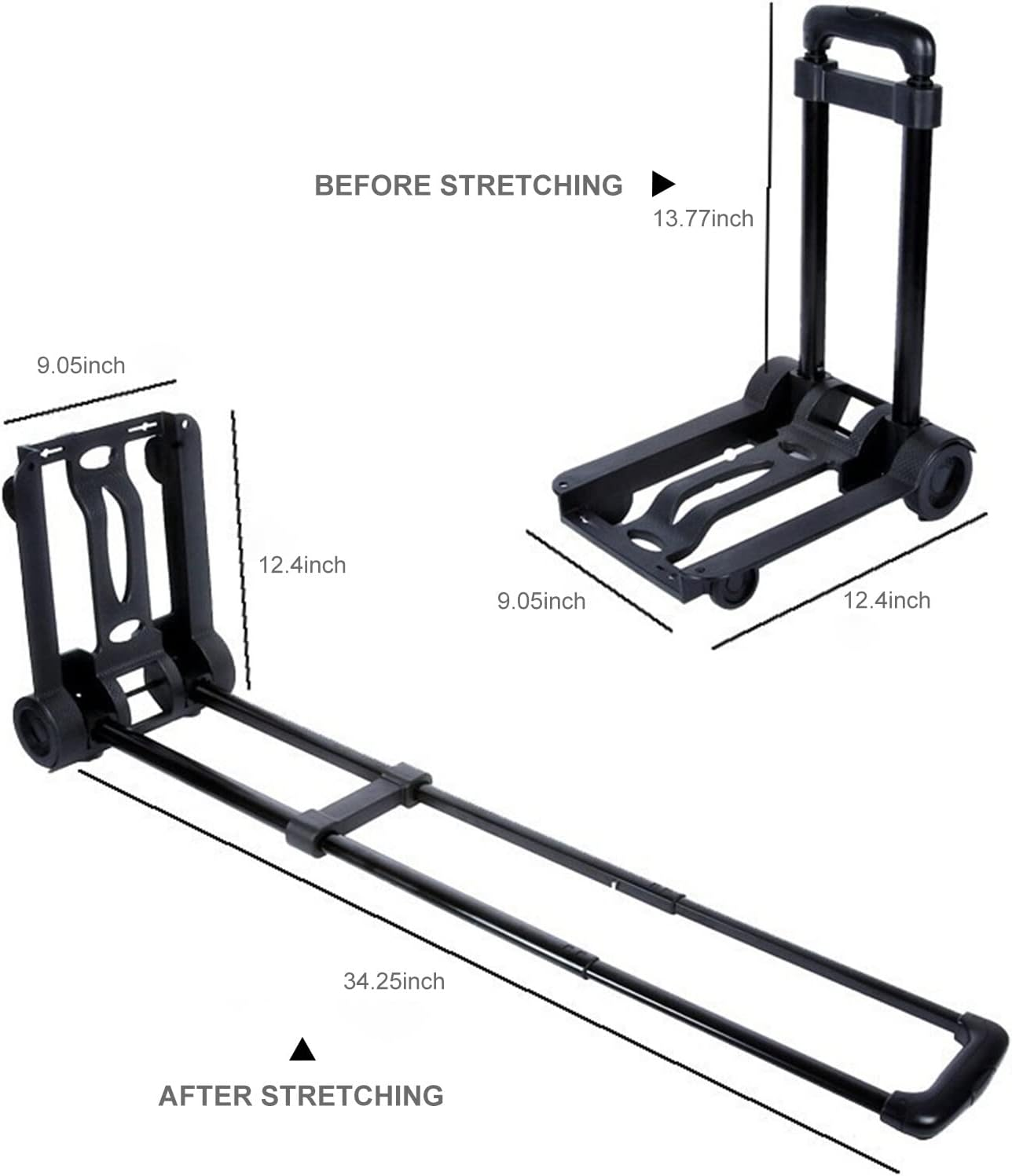 Xinyee Folding Luggage Cart Lightweight Compact Folding Travel Trolley Hand Cart Luggage Folding Trolley Folding Hand Cart Travel Trolley for Luggage Personal Travel image number 5