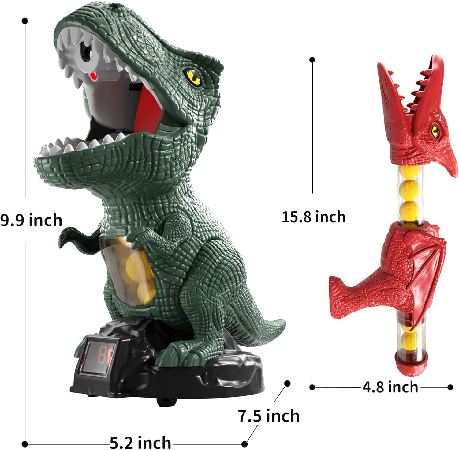 MSKOLER Movable Dinosaur Shooting Toys for Kids 3 4 5 6 7+ Years, Tyrannosaurus Shooting Game with Water Mist Spray and Pterosaur Air Pump Foam Shooting Toys (Navy) image number 2