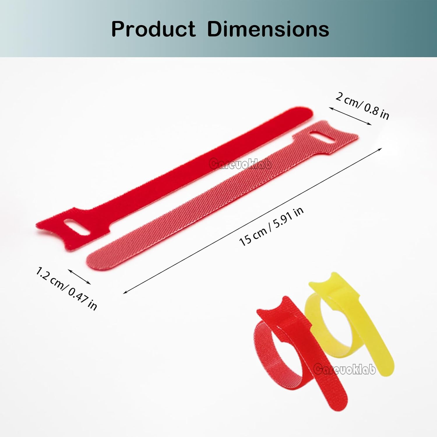 Careuoklab 120 Pcs Reusable Fastening Cable Ties, 6 Inch Adjustable Self-Adhesive Wire Ties, Cord Wrap & Cable Management Organizer - 6 Colors image number 2