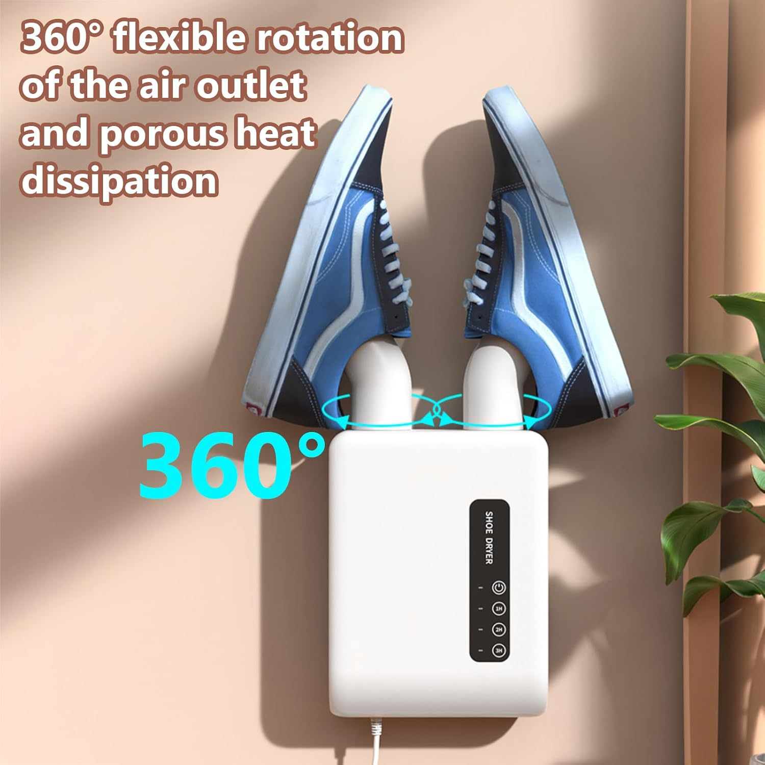 UOEPOWA Portable Shoe and Boot Dryer for Ski Boots, Work Shoes, Rain Boots, Socks, and Gloves &ndash; Fast Drying, Odor Removal, Antibacterial with Timer, Wall-Mountable Design for Space-Saving (AU Model) image number 2