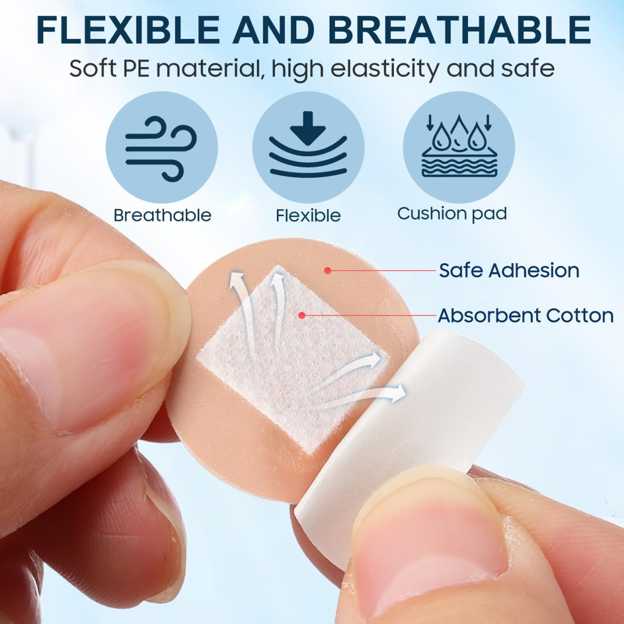 Beavorty Fingertip Bandages Flexible Fabric Bandages PE round Medical Band Detectable Breathable Knuckle Bandages for Care 100Pcs image number 5