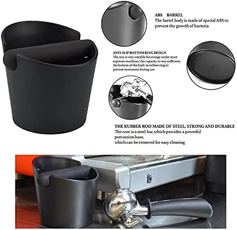 Espresso Knock Box 4.8 Inch Shock-Absorbent Durable Barista Style Coffee Knock Box with Removable Knock Bar and Non-Slip Base Espresso Dump Bin Coffee Grounds Container