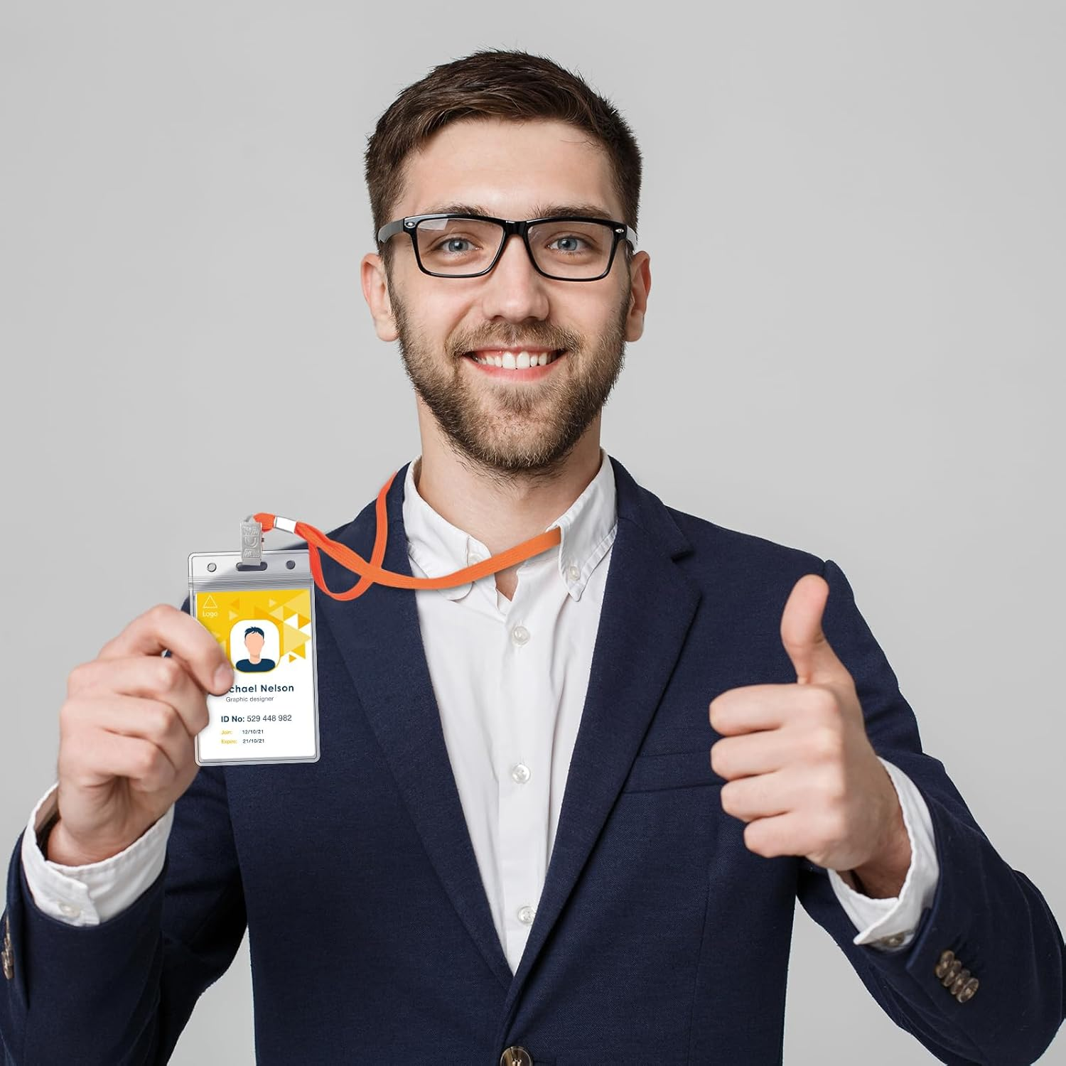 Marspark 100 Pcs Name Tag Lanyards with ID Holder Lanyards for ID Badges Resealable Flat Neck Name Tag with Clip Waterproof Plastic Clear Badges Bulk for School Office Supplies (Orange) image number 4