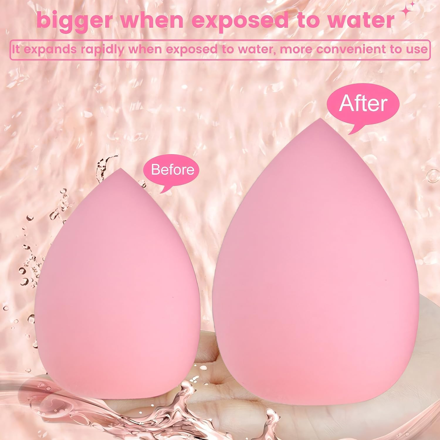 14 Pcs Makeup Sponge Set - Latex Free Blender Beauty Sponges for for Foundation, Liquid, Powder,Flawless Face Makeup Multi-Colored Foundation & Powder Applicators (Brown) image number 4