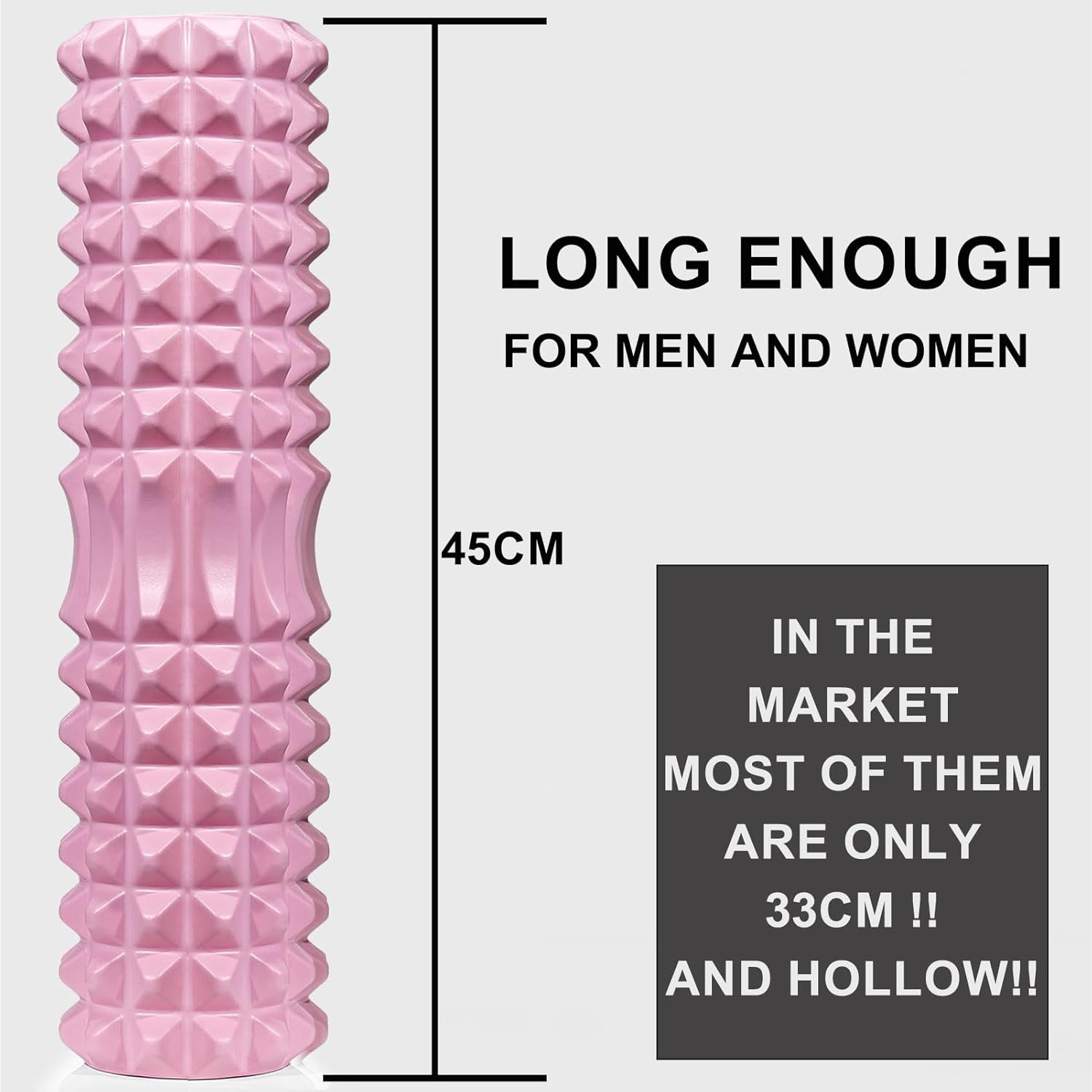 Trigger Point Foam Roller for Muscle Massage in Gym | Deep Tissue Foam Roller for Back Pain | Gym Massage Roller for Legs for Runners - Black image number 4