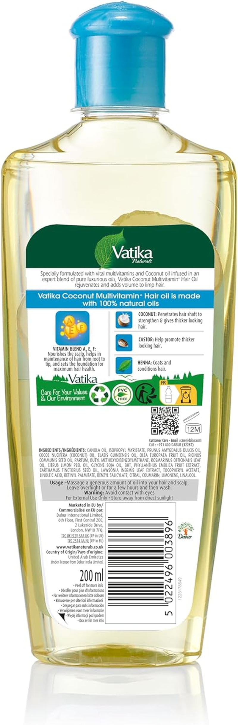 Dabur Vatika Naturals Coconut Enriched Hair Oil Volume and Thickness, 10.14 Fluid Ounce (Pack of 6) image number 4
