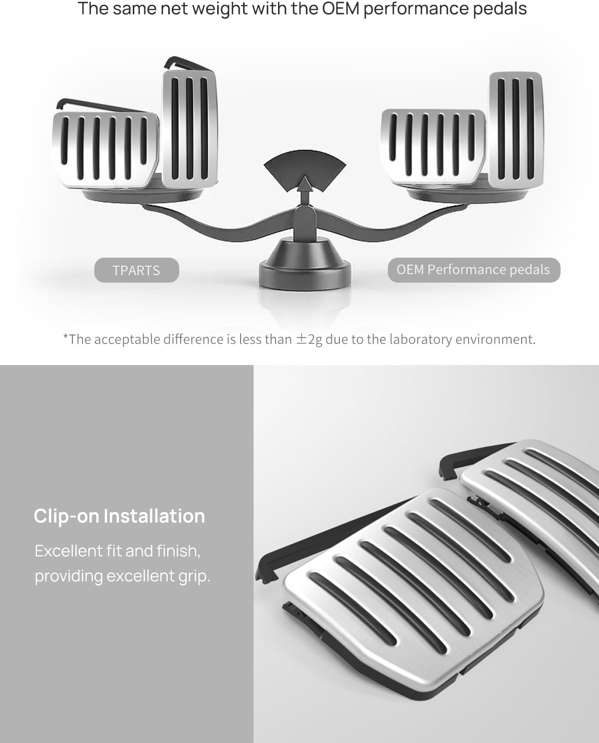 TPARTS Aluminum Self-Flip Lock Performance Pedal Sets Accelerator Brake Pedals Cover for Tesla Model 3 Highland 2024+/Model Y Juniper 2025+ Non-Slip Protector Accessories Foot Pedal Pad Replacement