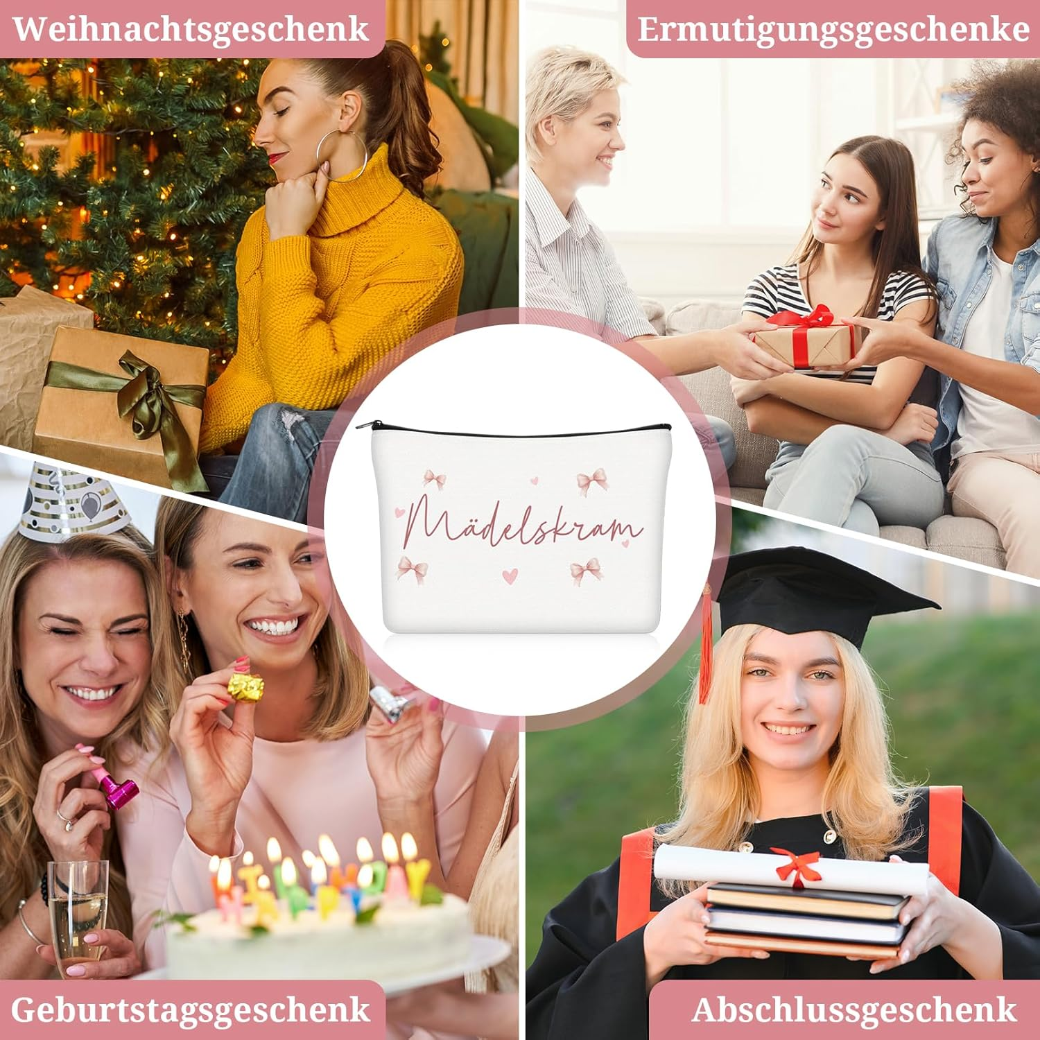 Geiserailie 3 Pieces Trousse De Maquillage Petite Trousse De Toilette Avec Inscription Zipp&eacute;e Portefeuille De Voyage Pour Femmes Et Filles, Cosmetic Bag1, Cosmetic Bag1 image number 5