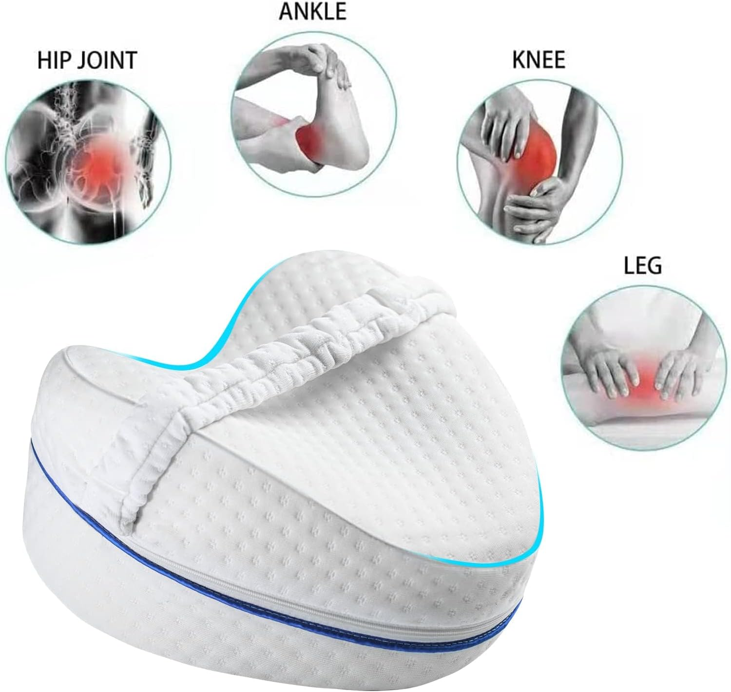 Memory Foam Knee Pillow: Ergonomic Design for Side Sleepers, Relieves Pain & Improves Sleep