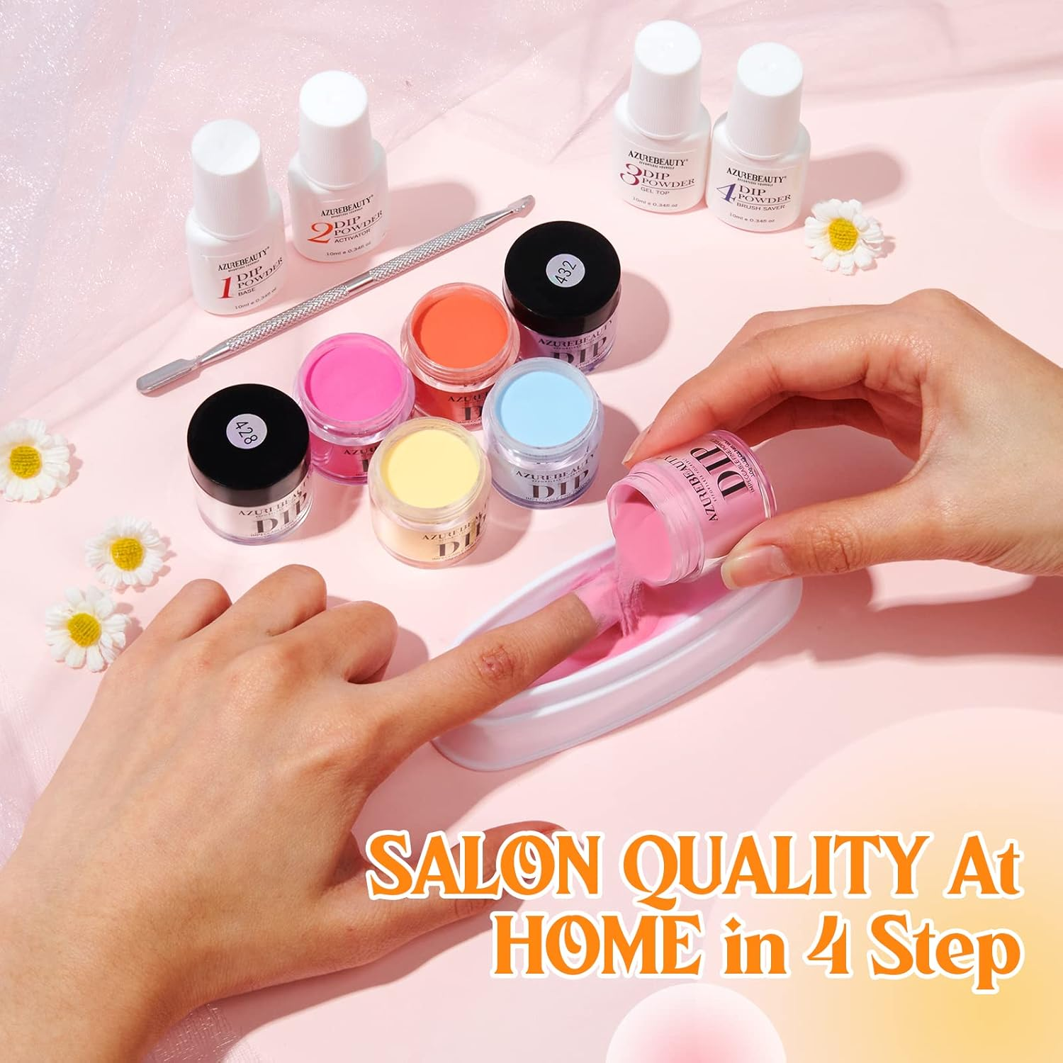 AZUREBEAUTY 31Pcs Dip Powder Nail Kit Starter 20 Colors Pastel Spring Summer Pink Acrylic Dipping Powder Set with Top/Base Coat Activator & Recycling Tray for Macaron French Manicure Salon - Red Blue Green Glitter image number 5