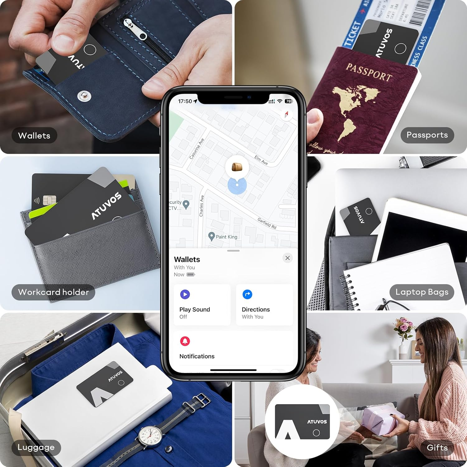 ATUVOS Tracker Air Card Wallet Thin 0.16Cm, Smart Bluetooth Locator Work with Apple Find My (Ios Only), Ltem Finder for Luggage Tag, Suitcase, Bags, Passport image number 6