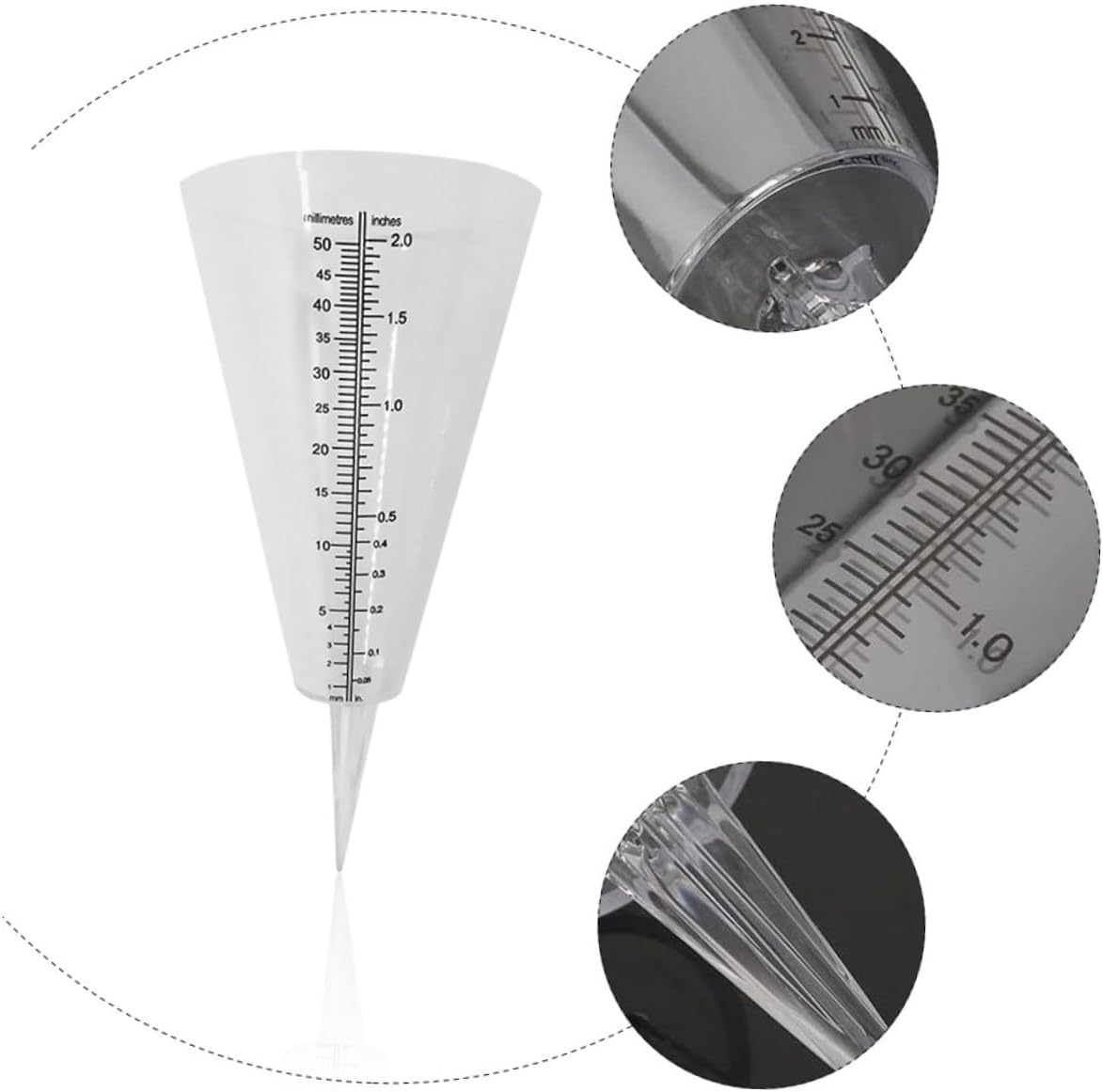 Bestonzon 3Pcs Clear Conical Rain Measuring Cups with Ground Stake Design Transparent Graduated Rain Gauge for Garden Agriculture and Meteorological Use Accurate Outdoor Water Measurement image number 3