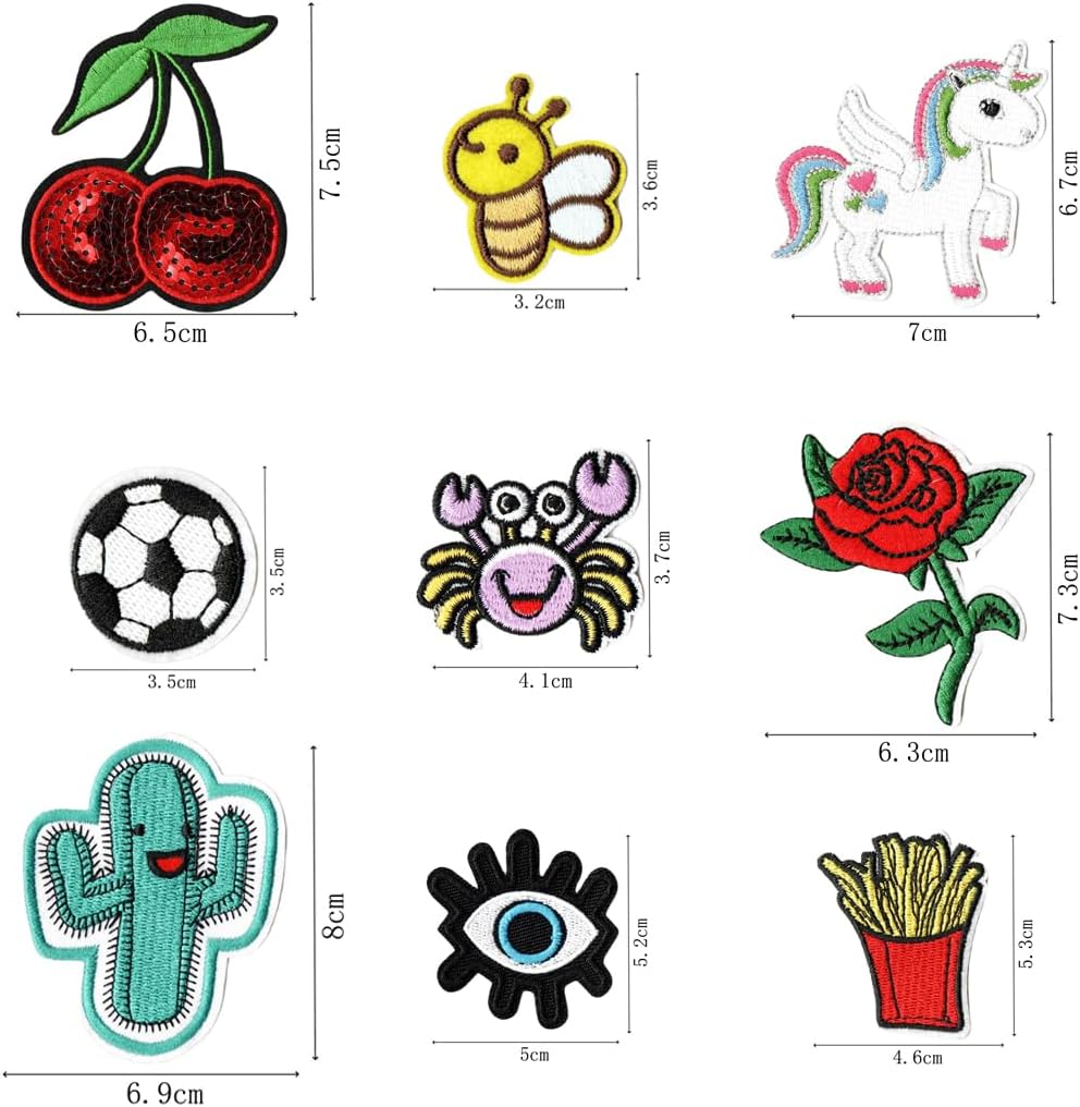 60PCS Random Assorted Styles Embroidered Patches, Iron on Patches Sew on Patches Embroidery Patches, DIY Sew Applique Repair Patch for Clothes Dress Pants Hats Jeans, Sewing Flowers image number 6