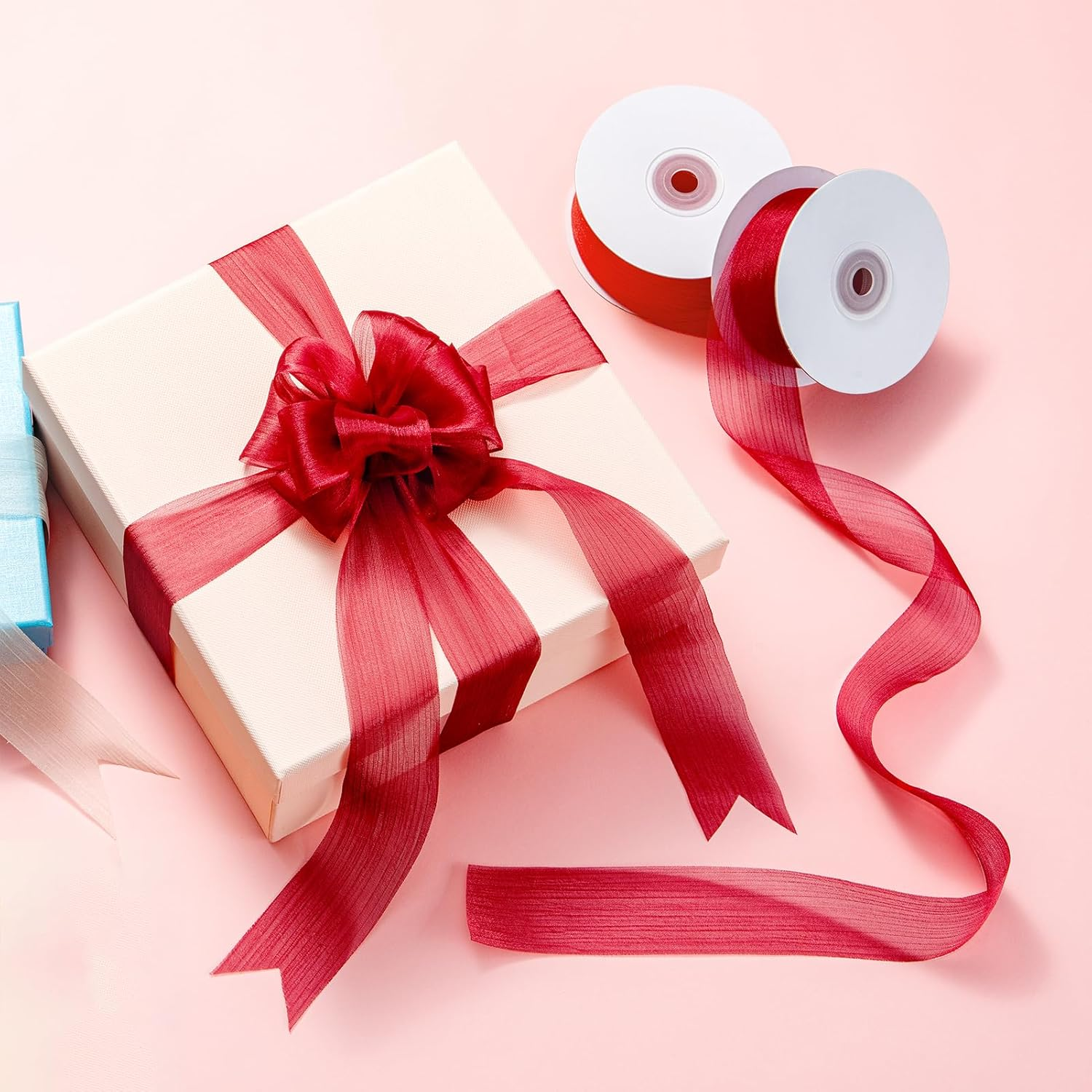 Gift Ribbon Chiffon Ribbon Wedding Ribbons for Gift Wrapping 1.5 Inch X 25 Yard Dark Green image number 3