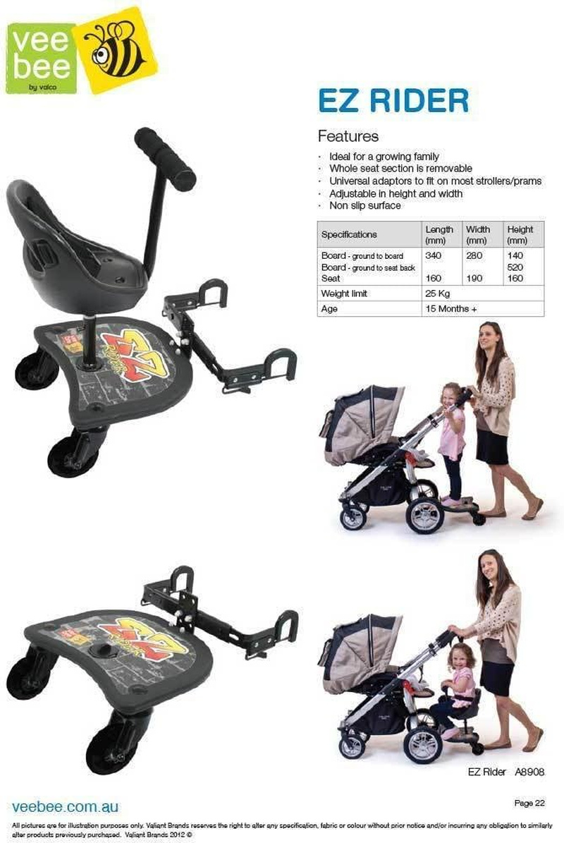 Veebee EZ Rider Stroller Board Connector, Black image number 2