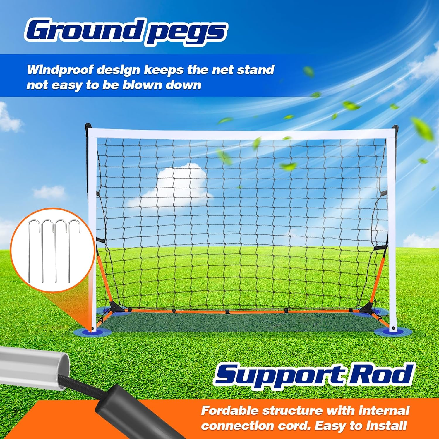 Soccer Goal, 3.66M Wide Large Portable Football Goals for Practice Tranining, on Park, Backyard, Playground, with Carry Bag image number 5