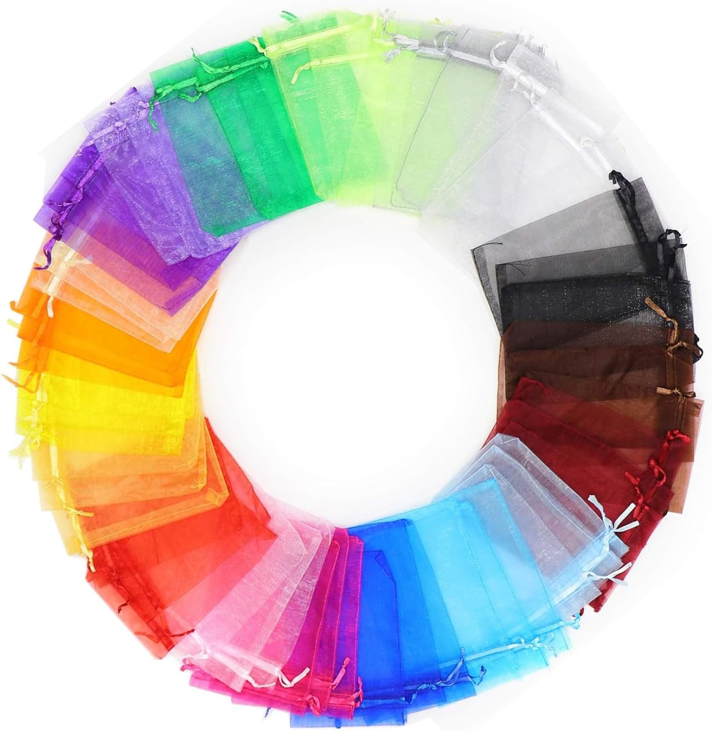 100Pcs Organza Bags, 10X15 CM Mesh Bags Drawstring Gift Bags Jewelry Pouches for Candy Wedding Favors Christmas