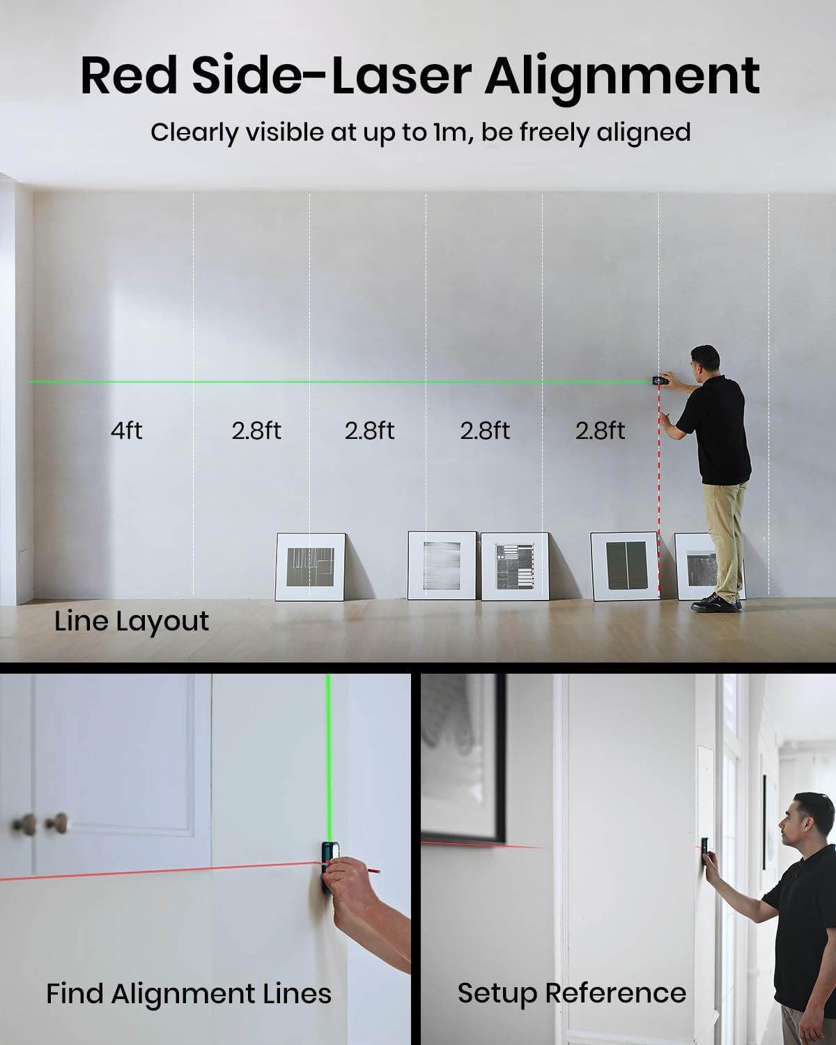 Mileseey S50 Green Laser Distance Meter &ndash; 400Ft Measurement Tool with Level, &plusmn;1/16" Accuracy, Ft/In 8 Units, Pythagorean/Area/Volume, P2P, 2.4" Backlit Display, IP54 for Construction, Home Improvement image number 1