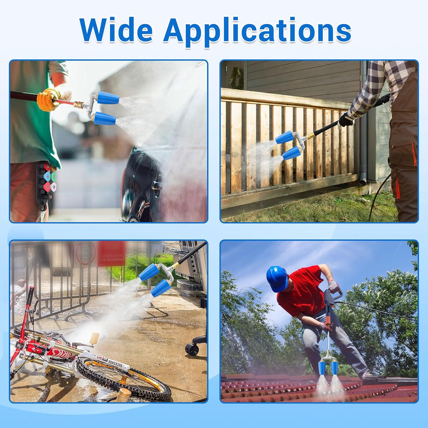 EZALOR Dual Turbo Nozzle Pressure Washer, 360&deg;Rotating Turbo Nozzle with 1/4" Quick Connector, 2.0 Orifice Twin Turbo Nozzle, 4-6 GPM, 4000 PSI image number 1