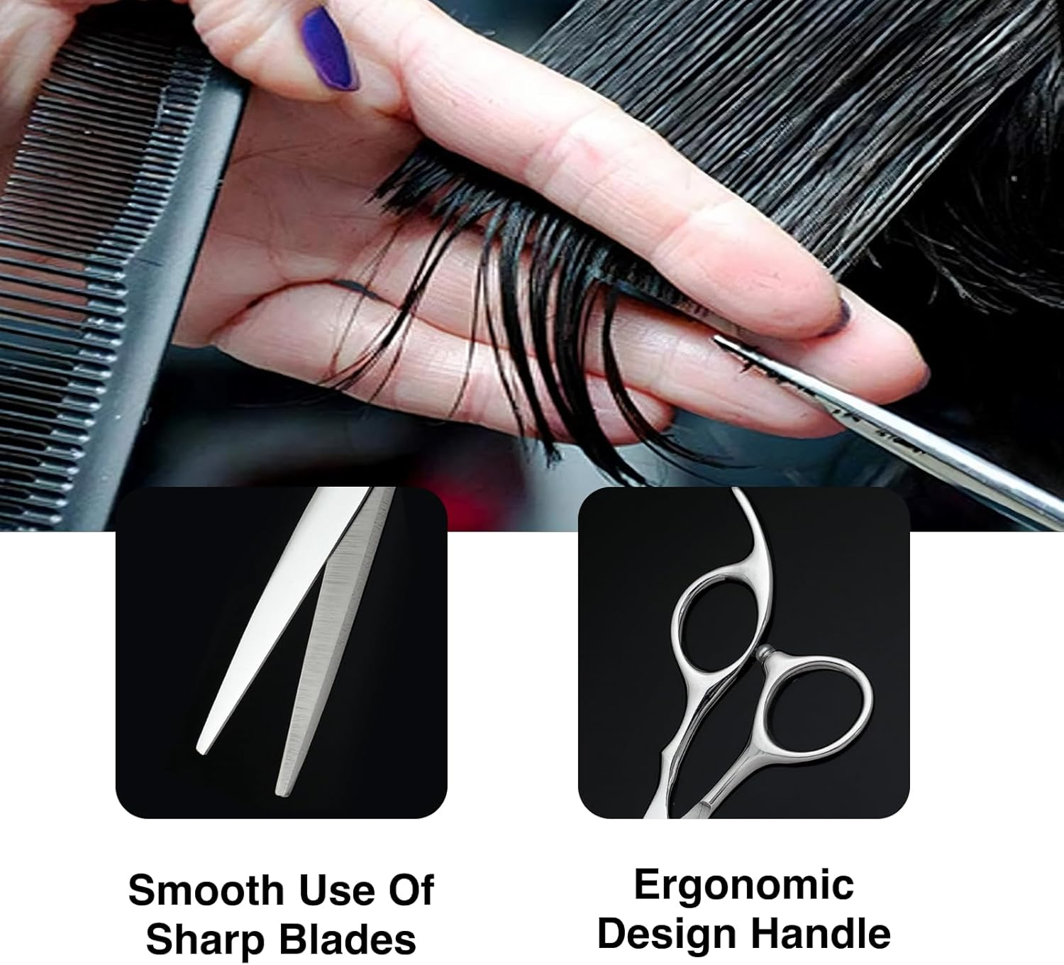 Professional Hair Cutting Scissors/Shears (6.69-Inches), Stainless Steel Haircut Scissors with Fine Adjustment Screw for Home, Salon & Barber Use, Ideal for Women, Men & Kids image number 3