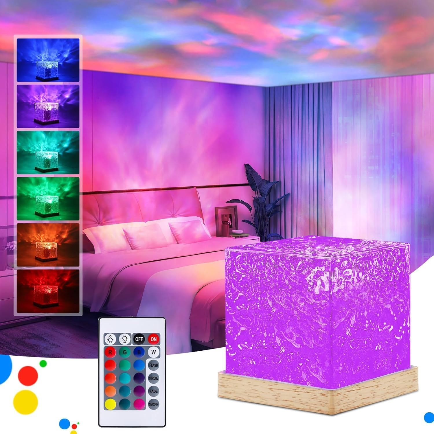 TCOTBE Decorative Atmosphere Night Light, 16 Color RGB Northern Lights Ocean Wave Projector Light, Wave Lamp, Ocean Wave Ceiling Projector, Galaxy Projector Night Light for Bedroom Living Room Decor