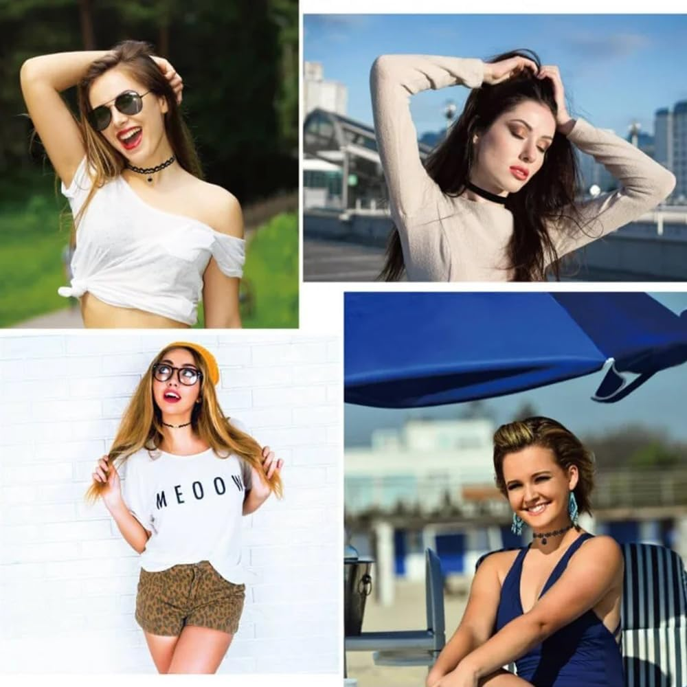 6 Pieces Black Choker Necklace Set for Women,Vintage Lace Tattoo Choker for Womens Girls image number 4