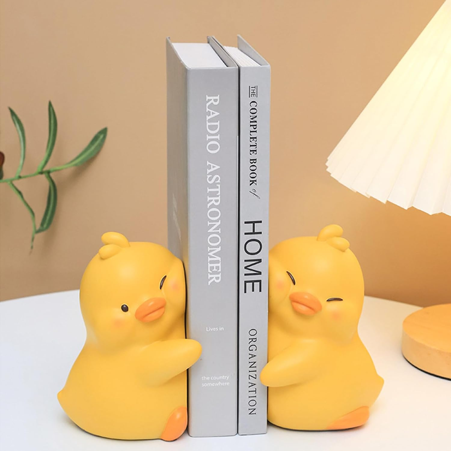 Hug Duck Bookends to Hold Books, Cute Book Ends Decorative Bookends for Shelves, Creative Resin Book Holders for Shelf Desk Home Office Decoration (Yellow Duck) image number 2