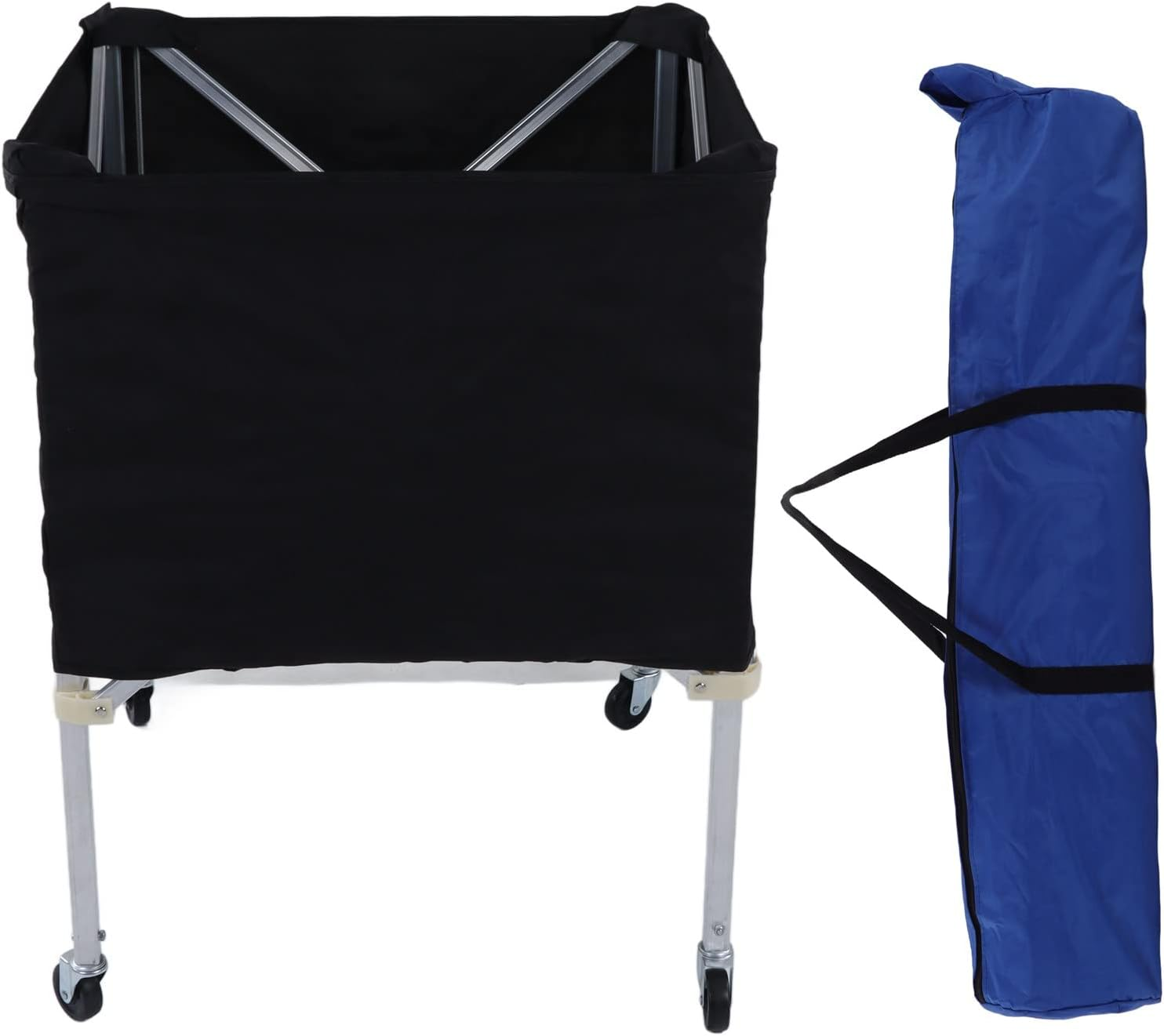 Ball Storage Cart, Foldable Stability Wheeled Ball Cart Black Large Capacity for Football image number 6