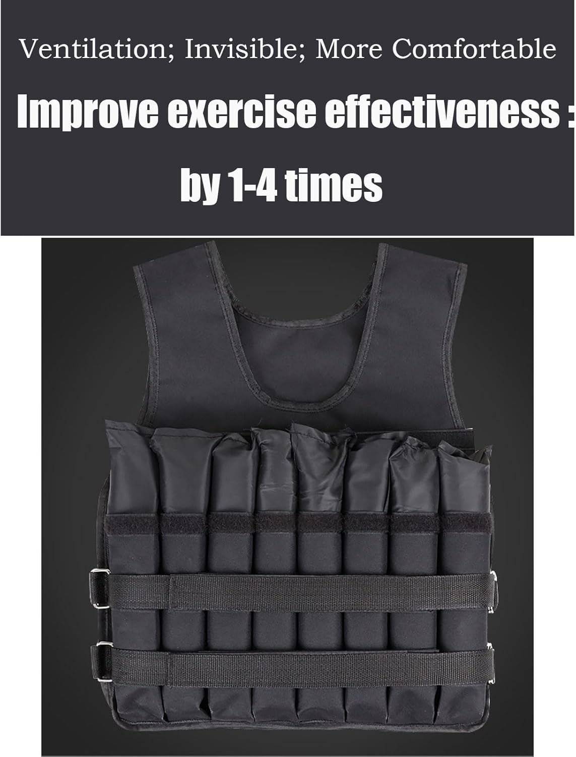 Adjustable Weighted Vest for Women Men 5Kg 8Kg 10Kg 15Kg 20Kg, Weight Workout Vest for Strength Training, Running, Fitness, Walking, Weight Loss, Training, Weightloss - 10Kg-Black image number 5