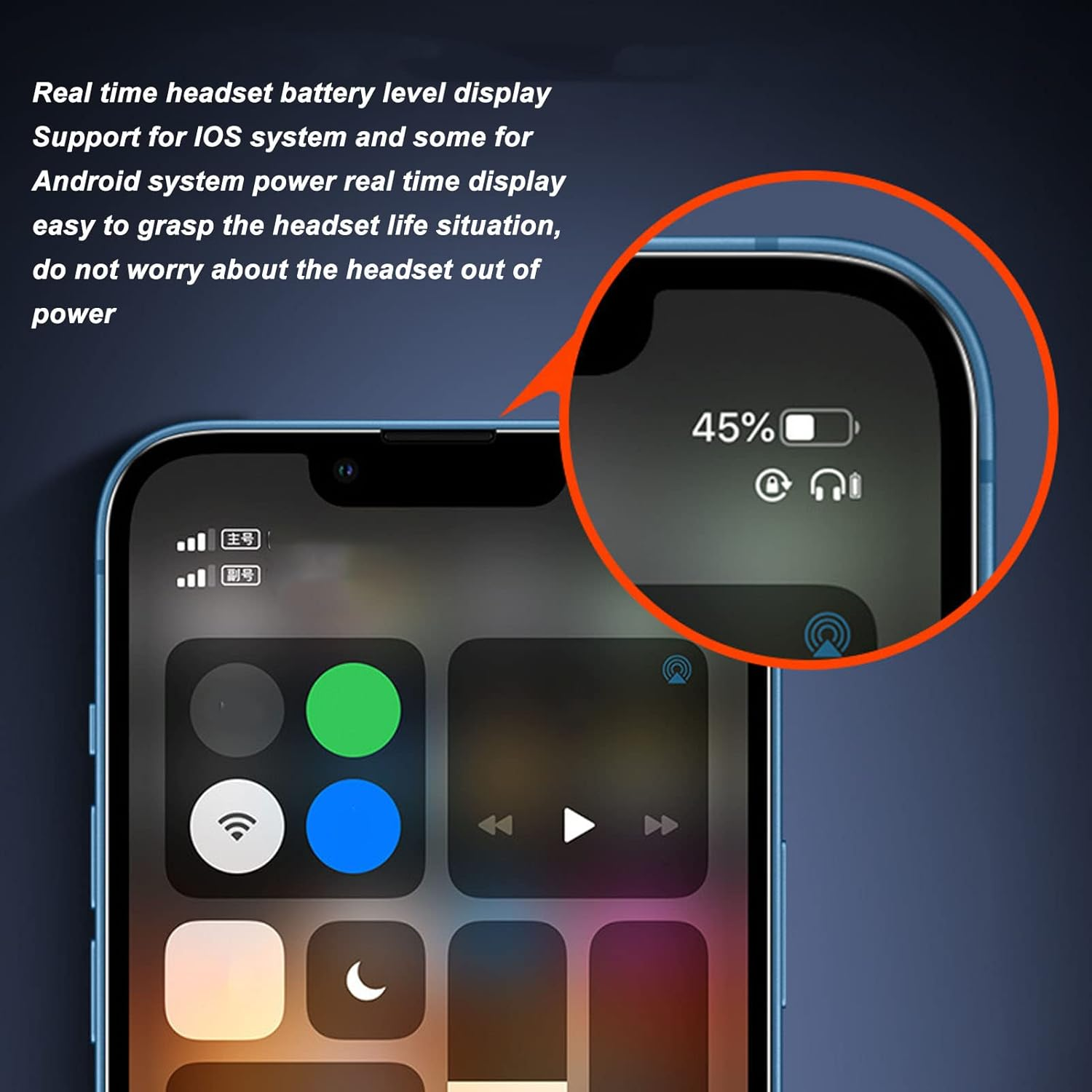 Ciciglow Wireless Bluetooth Headphones, Business Trip Travel Wireless Bluetooth Earbuds V5.2 Headphone Ear Hook Design LED Digital Waterproof Business Headset image number 4