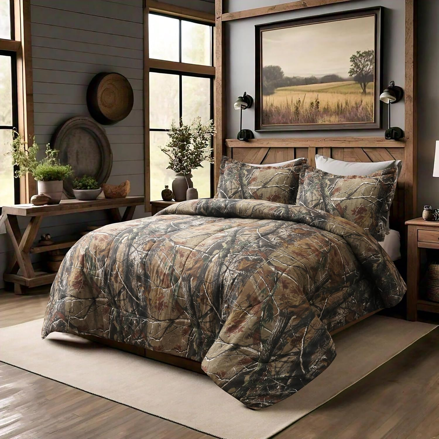 Realtree All Purpose Camo Comforter Set -3 Piece Camouflage Printed Bedding -Percale Weave Super Soft Cotton 80 GSM Fabric -Easy Care Forest Theme Comforter Set for Bedroom, Hunting & Outdoor- (King) image number 2