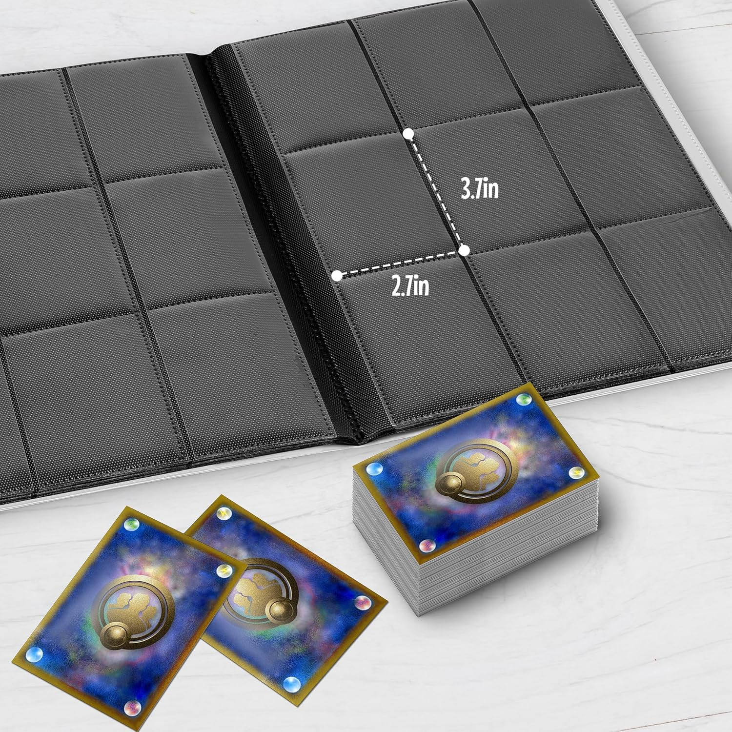 Trading Card Binder, 9 Pockets Card Album Folder, 360 Ringless Side-Loading Game Cards Holder Book for TCG, Multicolor image number 3