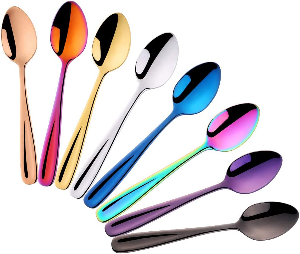 SBOMHS Teaspoons Set of 8, Coffee Spoons/Dessert Spoons, 5.5Inch/14Cm (Coloured)