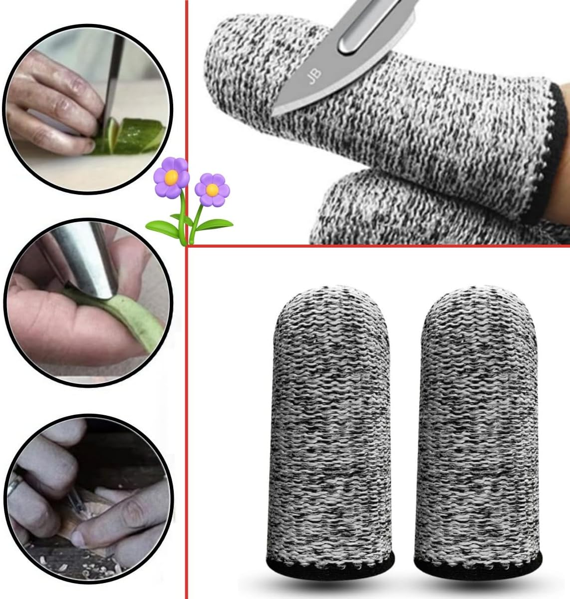 10PCS Cut Resistant Finger Cots Protector,Klhcduo Finger Protection Cots for Kitchen,Work, Sculpture,Anti-Slip,Reusable Finger Covers image number 1