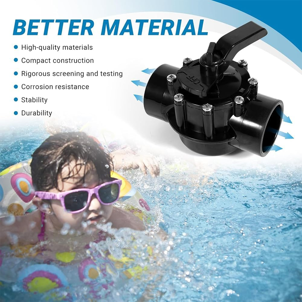 4724 2-Port 1-1/2 to 2-Inch Black Positive Seal Valve Replacement for Jandy Positive Seal Neverlube Valve for Pool,Bathtub and Spa image number 5