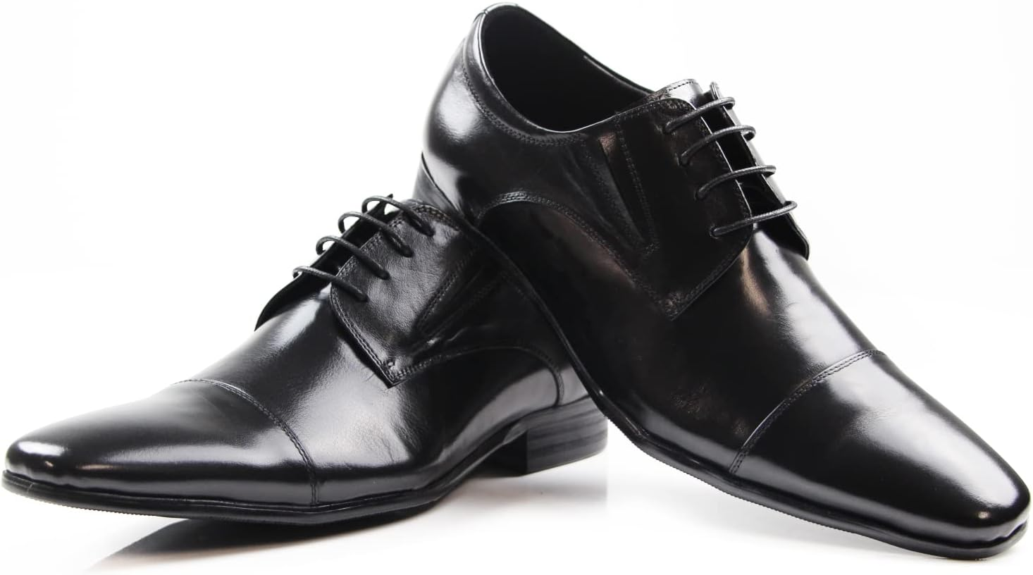 Zasel Mens Parker Leather Lace up Work Formal Dress Casual Shoes Black 46 Standard image number 1