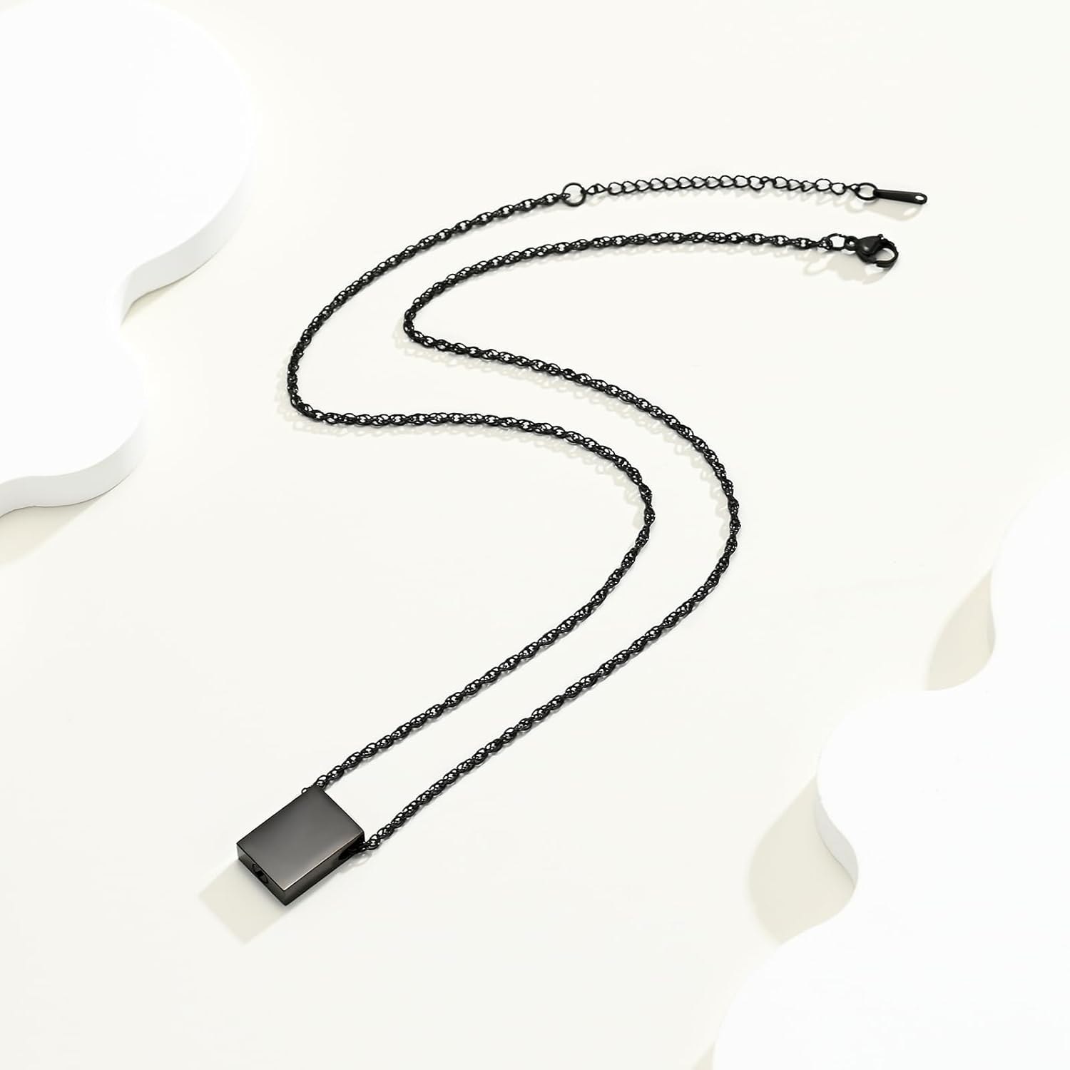 QGJNSGC Cremation Urn Necklace for Ashes Small Rectangle Square Memorial Ash Pendant Keepsake Jewellery Dog Tag Ash Locket for Women Men image number 2