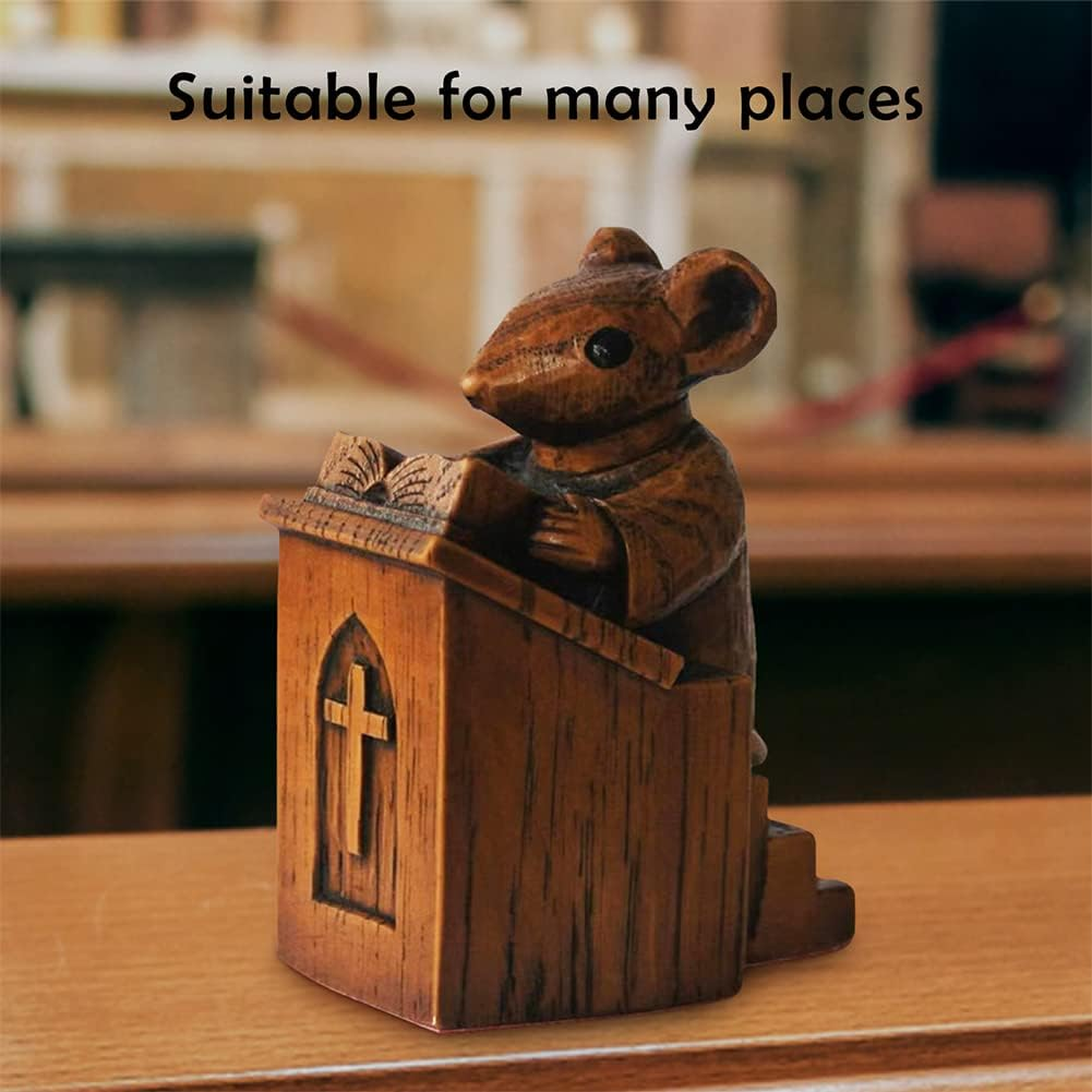 KASCLINO Church Mouse Statue, Priest Craft Ornament, Church Choir Sculpture, Indoor and Outdoor Resin Sculpture, Decorations for All Weather Conditions(Brown) image number 3