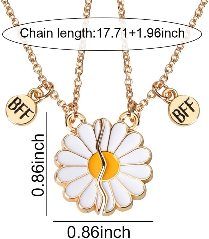 BFF Necklaces for 2 Girls Daisy Butterfly Avocado Matching Heart Necklace Friendship Gifts for Best Friends Sisters Besties