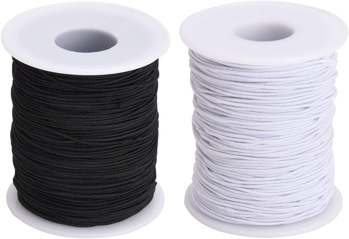 Noverlife Elastic Cord, 2 Rolls 0.04"/1Mm 109Yd/100M Jewelry Making Beading Stretch String, Elastic Fabric Thread Wire Macrame Cord DIY Crafting Rope Bungee Shock Cord - Black & White image number 2