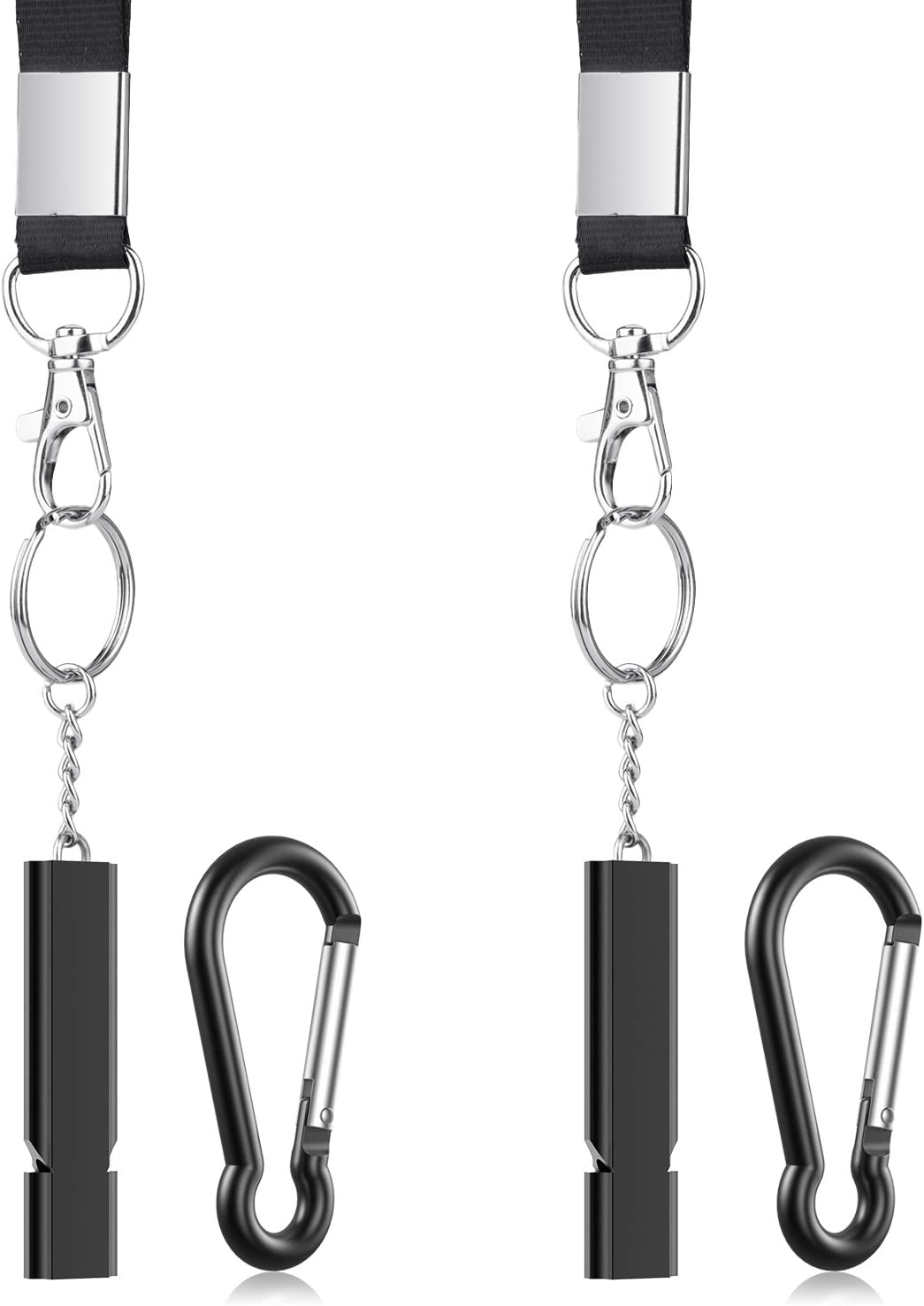 Michael Josh 2PCS Outdoor Loudest Emergency Survival Whistles with Carabiner and Lanyard for Camping Hiking Sports Dog Training image number 1