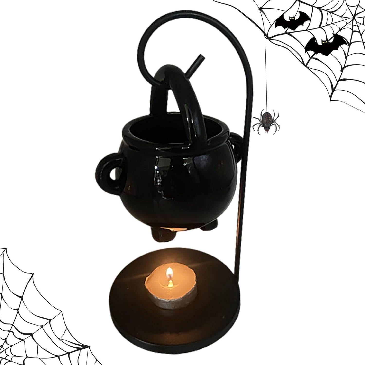 Witch Soup Pot Aromatherapy Burner - 1 Incense Holder for Scented Oil & Scented Waxes | Yoga Meditation Decor Hanging Cauldron Home Fragrance, Halloween Incense Burner image number 4