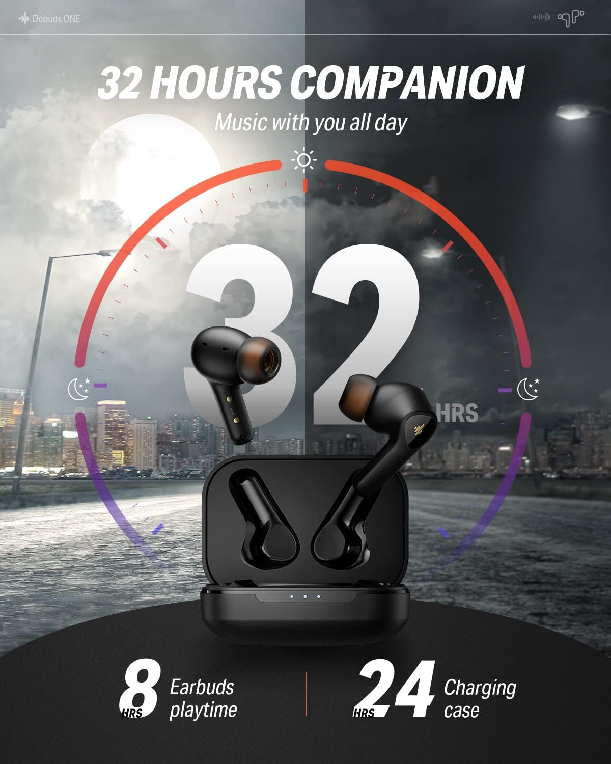 Donner Bluetooth Headphones with Noise Cancellation, In-Ear Headphones Wireless with 12 Mm Audio Driver, Intense Bass, Noise Cancelling Headphones with 4 Microphones, 32 Hours Battery, Bluetooth 5.2, image number 5