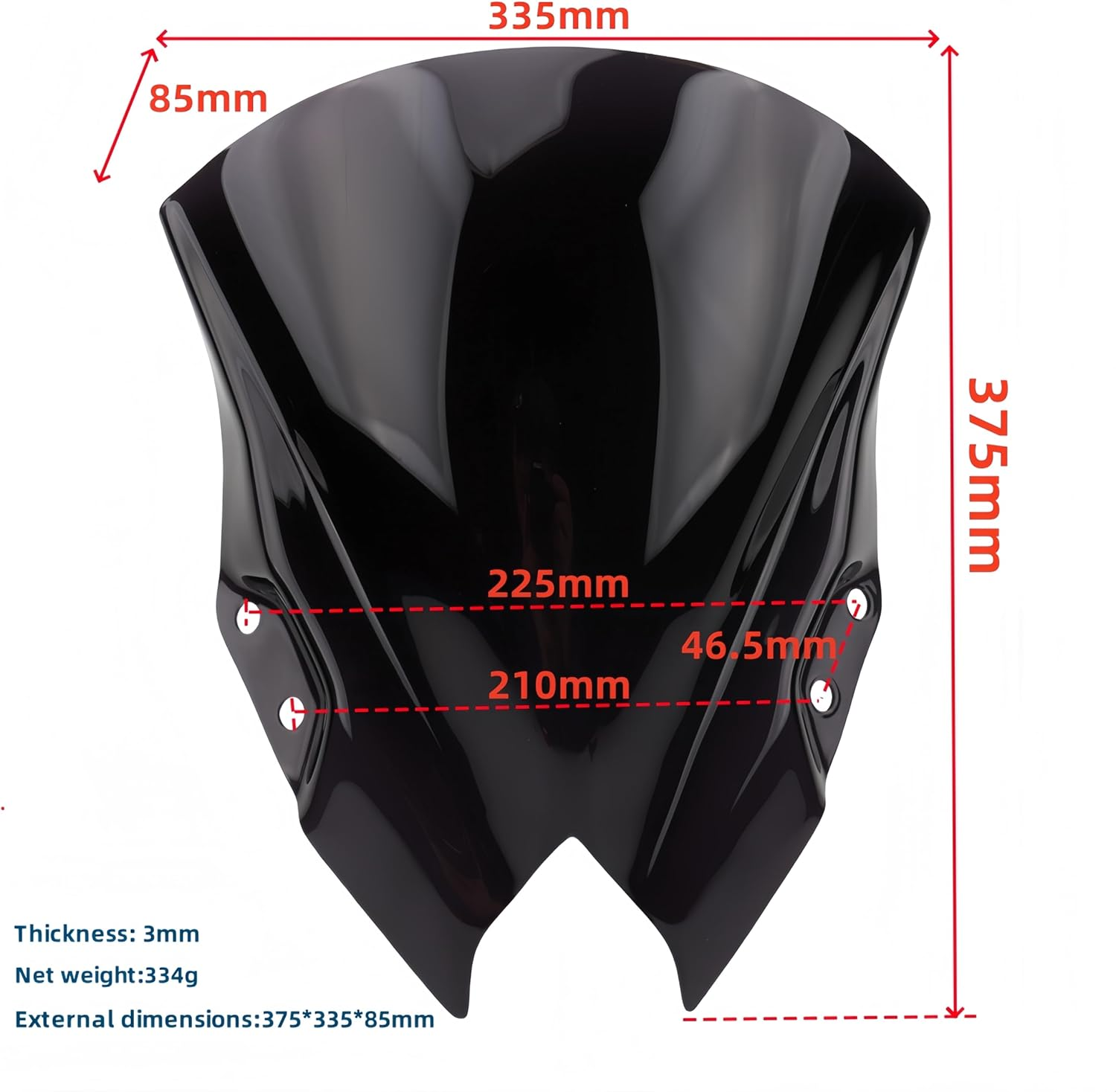 15" Racing Windshield Replacement for Ninja500 Ninja 500 SE 2024-2025 Motorcycle PC Windscreen Wind Deflector Protector Front Fairing (Dark Smoke) image number 5