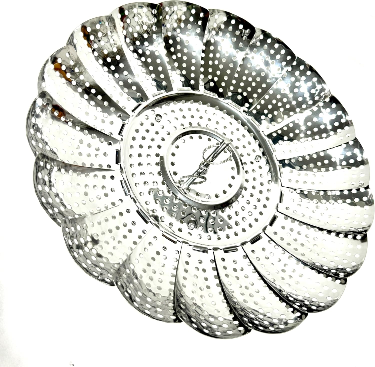 LYLAC HOMEWARE Vegetable Folding Steamer Basket, Metal Stainless Steel Insert, Collapsible for Cooking Food, Expandable Fit Various Size Pot 9" 24CM