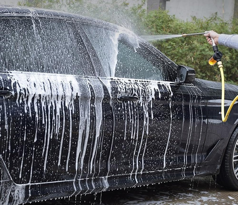 Garden Hose Nozzle with Foam Kettle and 10M Hose, 3/4 Extra-Strong Solid Brass Connectors for Garden Hose, for Watering Plants,Lawn& Garden,Washing Cars,Cleaning,Showering Pets & Outdoor Fun image number 4