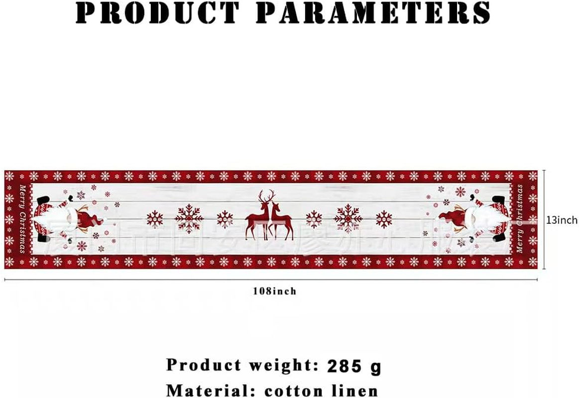 Christmas Table Runner, Santa Table Runners,Linen Christmas Table Cover Dining Table Wrinkle-Free Decoration for Indoor Outdoor Home Party D&eacute;cor (33X274 Cm) image number 6